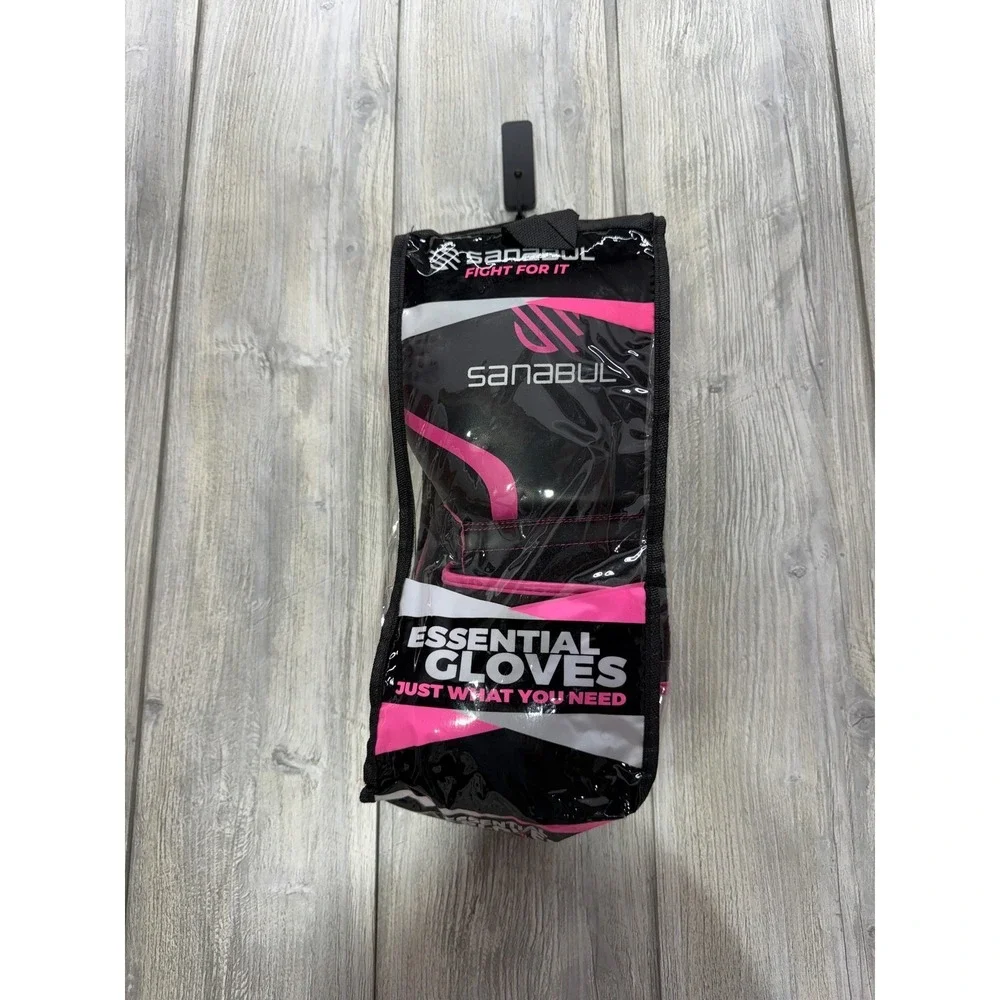 Sanabul Essential Gel Boxing Training Gloves 12 oz Black Pink Kickboxing MMA